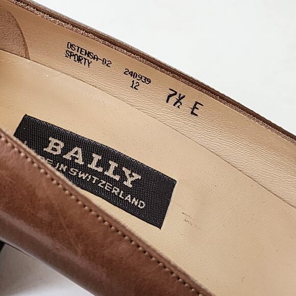 Bally Ostensa 2 Sporty Pumps UK 7.5E US 10 NARROW Brown Leather Block Heel - Picture 3 of 9